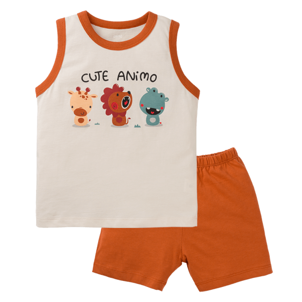 Bộ bé trai sát nách Animo Easy HN0425003 (1-4Y,Kem-cam,NN01)