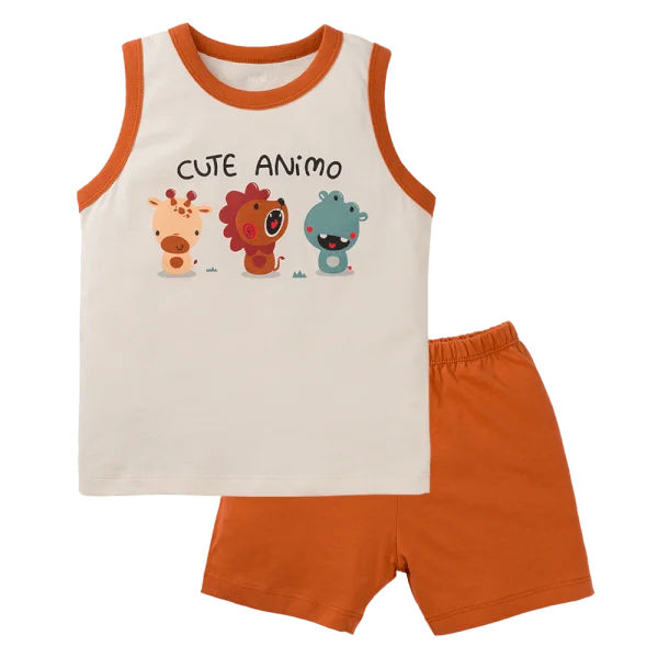Bộ bé trai sát nách Animo Easy HN0425003 (1-4Y,Kem-cam,NN01)