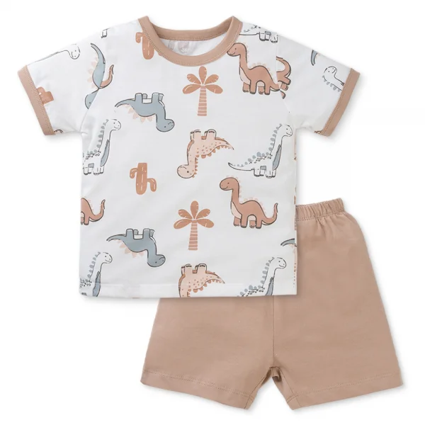 Bộ bé trai ngắn Animo Easy HN0325048 (1-4Y,Trắng-nâu,NN04)