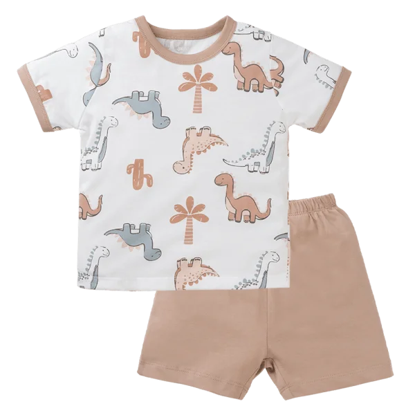 Bộ bé trai ngắn Animo Easy HN0325048 (1-4Y,Trắng-nâu,NN04)