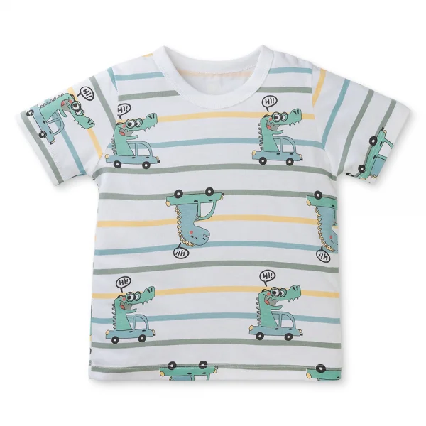 Bộ bé trai ngắn Animo Easy HN0325043 (1-4Y,Trắng-lá,TT04)