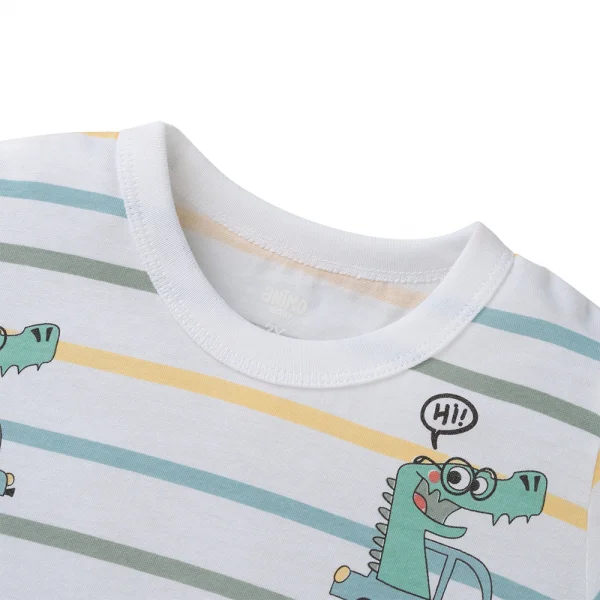 Bộ bé trai ngắn Animo Easy HN0325043 (1-4Y,Trắng-lá,TT04)