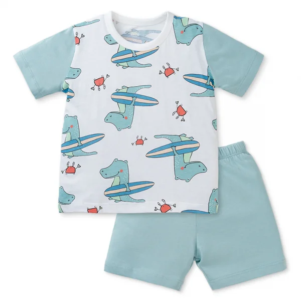 Bộ bé trai ngắn Animo Easy HN0425022 (1-4Y,Trắng-lá,TT04)