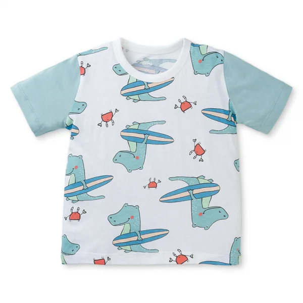 Bộ bé trai ngắn Animo Easy HN0425022 (1-4Y,Trắng-lá,TT04)