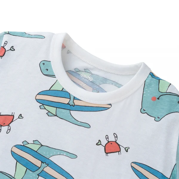 Bộ bé trai ngắn Animo Easy HN0425022 (1-4Y,Trắng-lá,TT04)