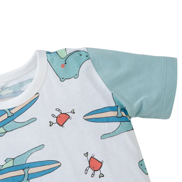 Bộ bé trai ngắn Animo Easy HN0425022 (1-4Y,Trắng-lá,TT04)