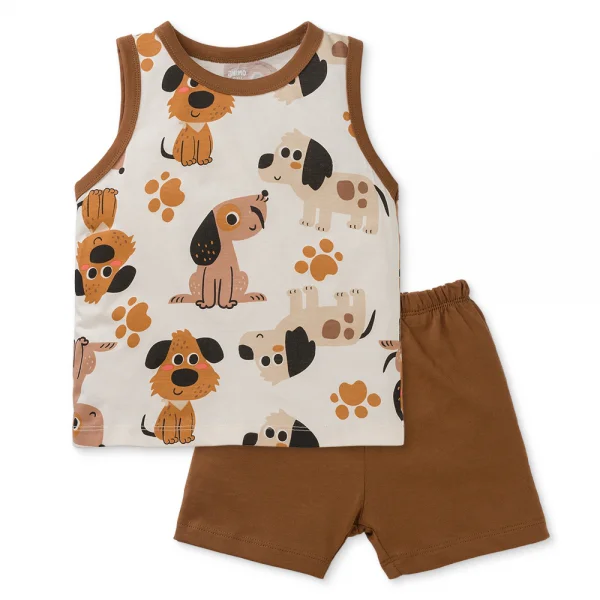 Bộ bé trai sát nách Animo Easy HN0425010 (1-4Y,Kem-nâu,DD04)