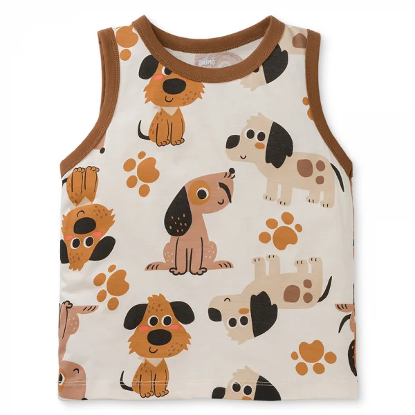 Bộ bé trai sát nách Animo Easy HN0425010 (1-4Y,Kem-nâu,DD04)