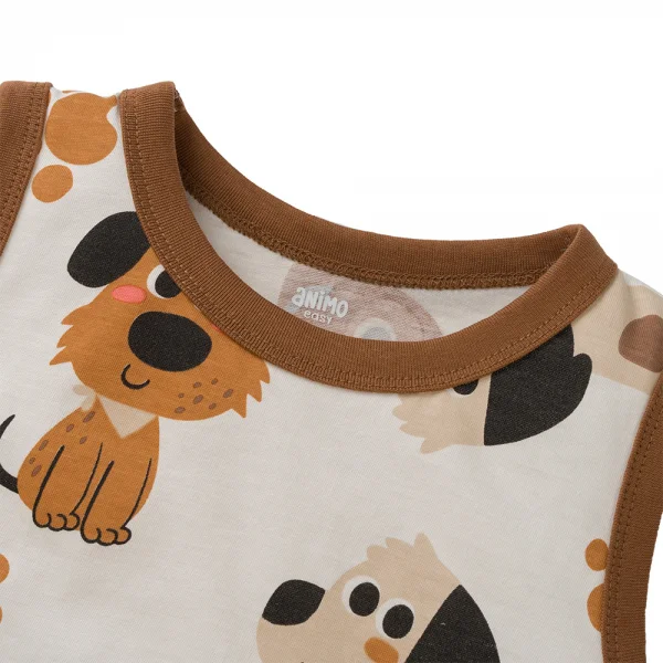 Bộ bé trai sát nách Animo Easy HN0425010 (1-4Y,Kem-nâu,DD04)