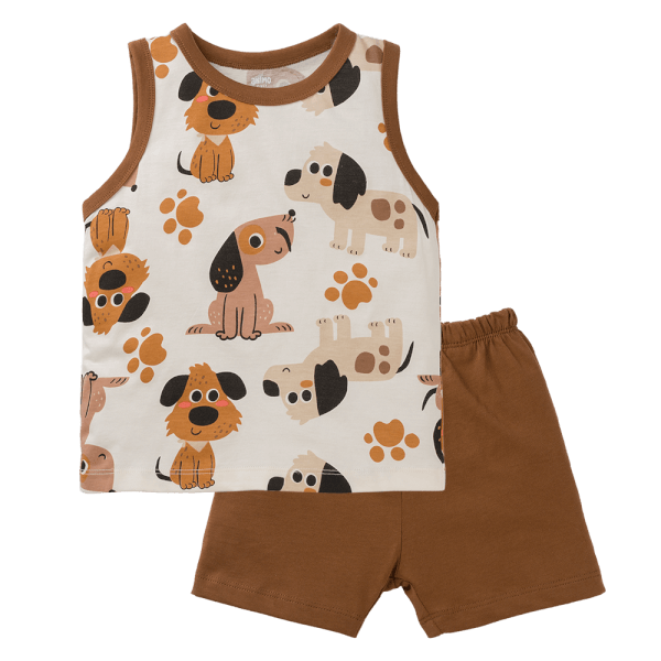 Bộ bé trai sát nách Animo Easy HN0425010 (1-4Y,Kem-nâu,DD04)