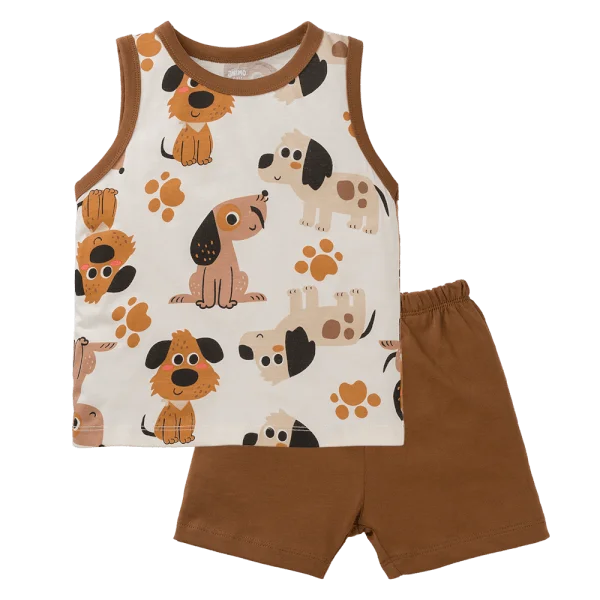 Bộ bé trai sát nách Animo Easy HN0425010 (1-4Y,Kem-nâu,DD04)