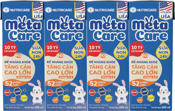 Thùng Sữa dinh dưỡng pha sẵn MetaCare Eco 180ml, Lốc 4 hộp (Từ 1 tuổi)