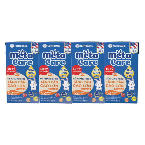 Combo 4 Sữa dinh dưỡng pha sẵn MetaCare Eco 110ml, Lốc 4 hộp (Từ 1 tuổi)
