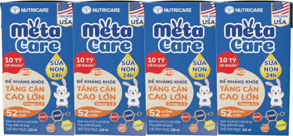 Thùng Sữa dinh dưỡng pha sẵn MetaCare Eco 110ml, Lốc 4 hộp (Từ 1 tuổi)