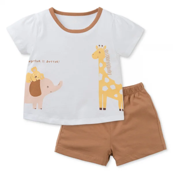 Bộ bé gái ngắn Animo Easy TX0325021 (1-4Y,Trắng-nâu,TT02)