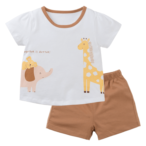 Bộ bé gái ngắn Animo Easy TX0325021 (1-4Y,Trắng-nâu,TT02)