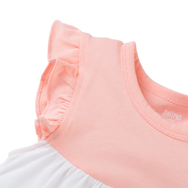 Đầm bé gái Animo Easy TX0425067 (1-4Y,Hồng-trắng,NN02)