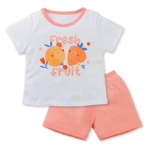 Bộ bé gái ngắn Animo Easy LU0425045 (1-4Y,Trắng-đào,TT02)