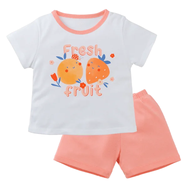 Bộ bé gái ngắn Animo Easy LU0425045 (1-4Y,Trắng-đào,TT02)