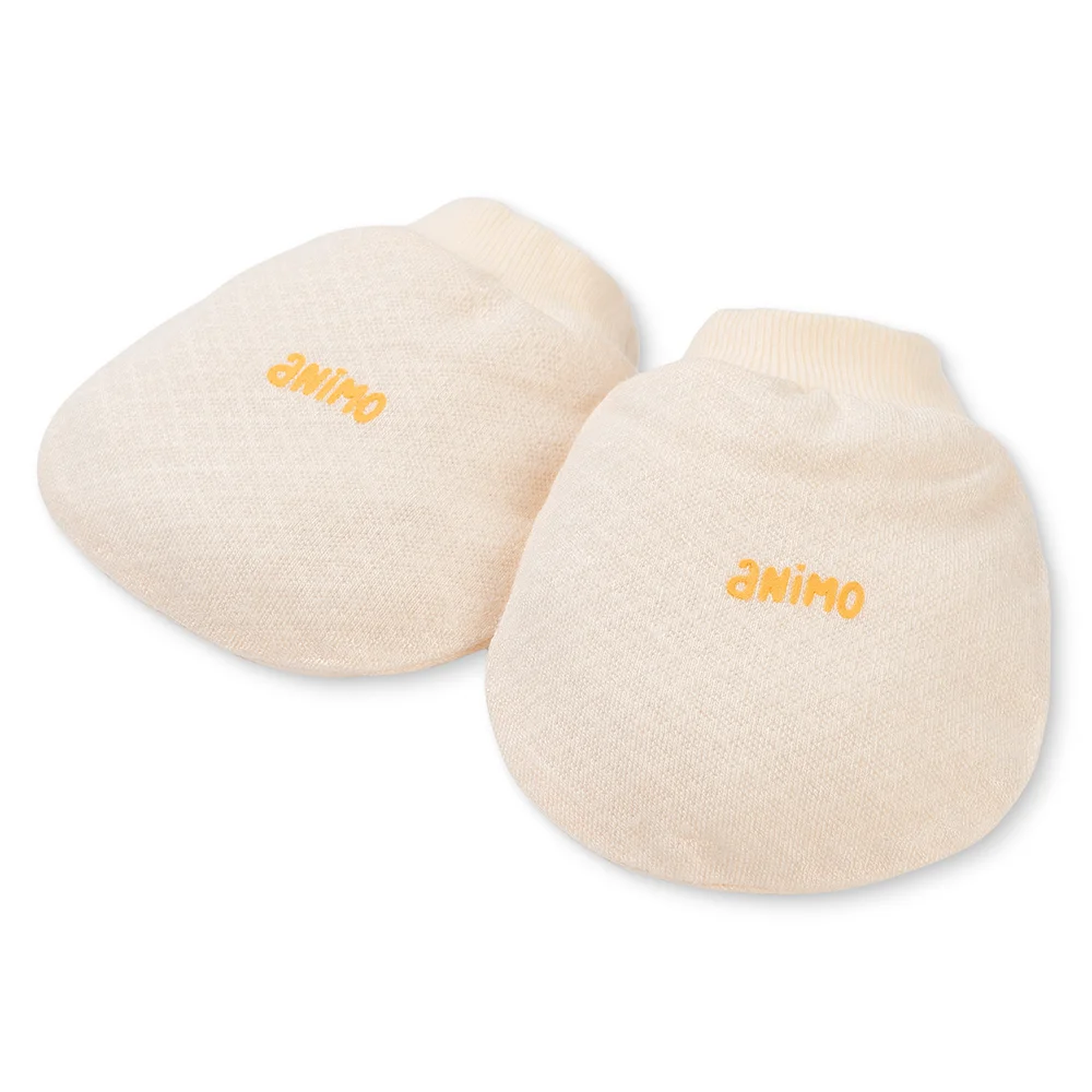 Set 6 bao tay chân sơ sinh Animo BA0425078 (NB, Trắng-vàng-cam)