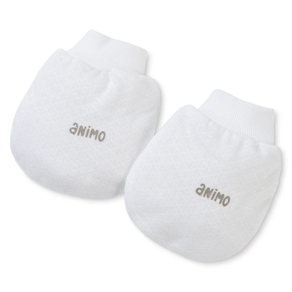 Set 6 bao tay chân sơ sinh Animo BA0425078 (NB, Trắng-vàng-cam)