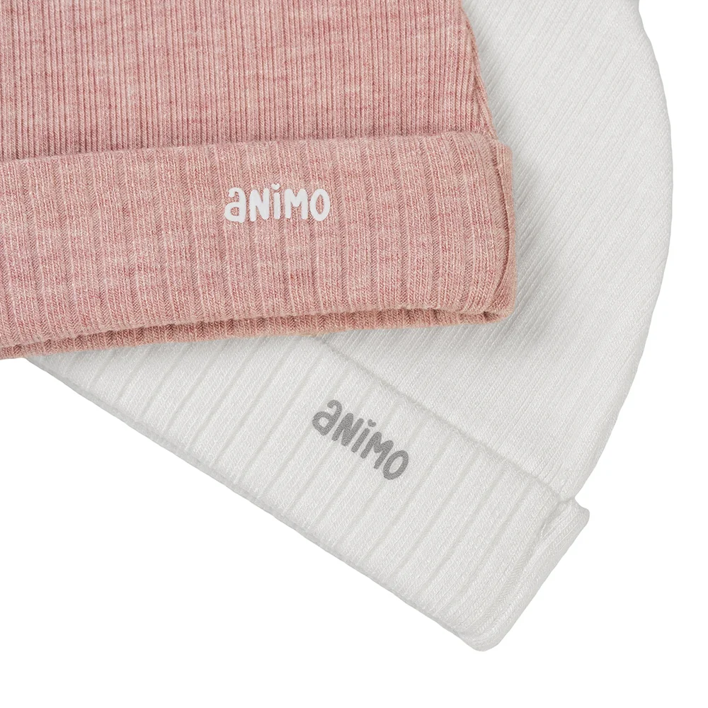 Set 2 nón sơ sinh tai thỏ Animo HN0625011 (NB,Hồng-trắng)