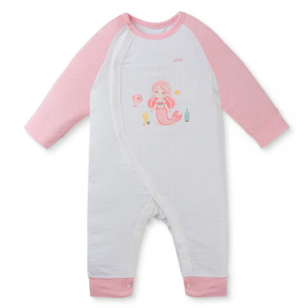 Set 2 bodysuit rayon chống muỗi dài Animo VD0425037 (0-12M,Hồng-trắng,TT06)