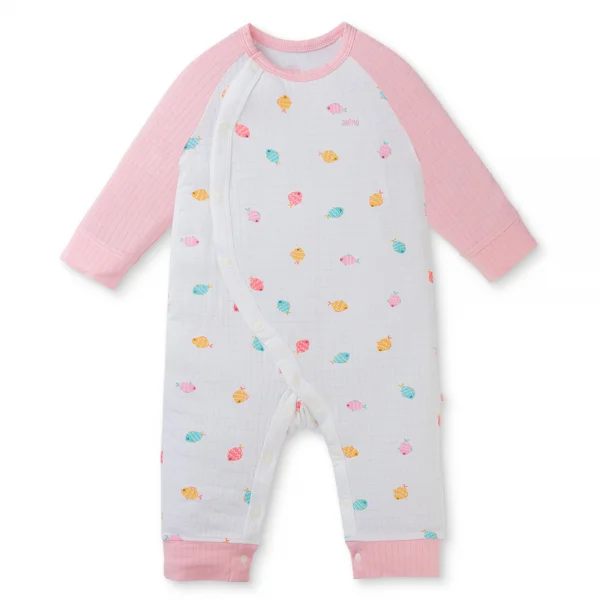Set 2 bodysuit rayon chống muỗi dài Animo VD0425037 (0-12M,Hồng-trắng,TT06)