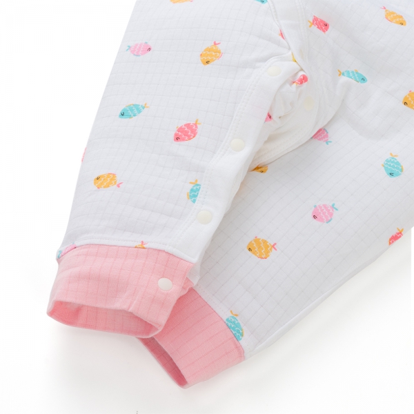 Set 2 bodysuit rayon chống muỗi dài Animo VD0425037 (0-12M,Hồng-trắng,TT06)