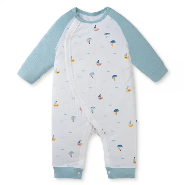 Set 2 bodysuit rayon chống muỗi dài Animo VD0425036 (0-12M,Xanh-trắng,TT06)