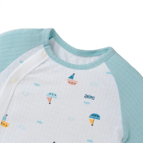 Set 2 bodysuit rayon chống muỗi dài Animo VD0425036 (0-12M,Xanh-trắng,TT06)