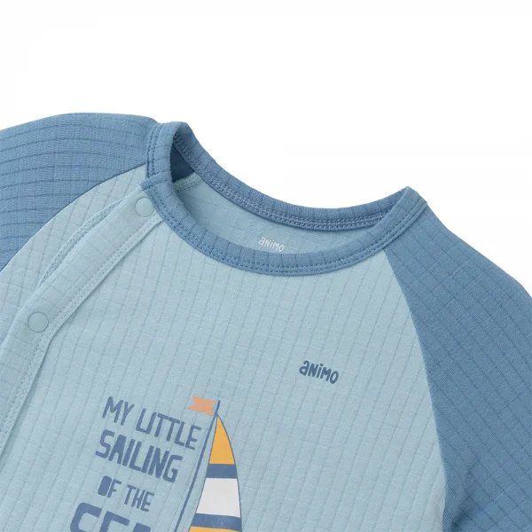 Set 2 bodysuit rayon chống muỗi dài Animo VD0425036 (0-12M,Xanh-trắng,TT06)