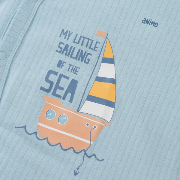 Set 2 bodysuit rayon chống muỗi dài Animo VD0425036 (0-12M,Xanh-trắng,TT06)