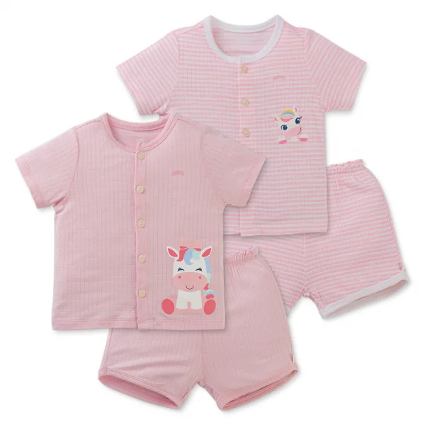 Set 2 bộ rayon chống muỗi ngắn Animo VD0425026 (0-24M,Hồng,NN06)