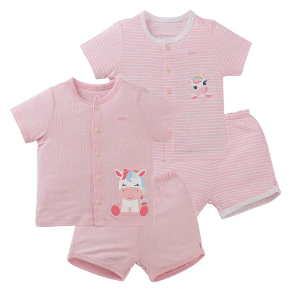 Set 2 bộ rayon chống muỗi ngắn Animo VD0425026 (0-24M,Hồng,NN06)