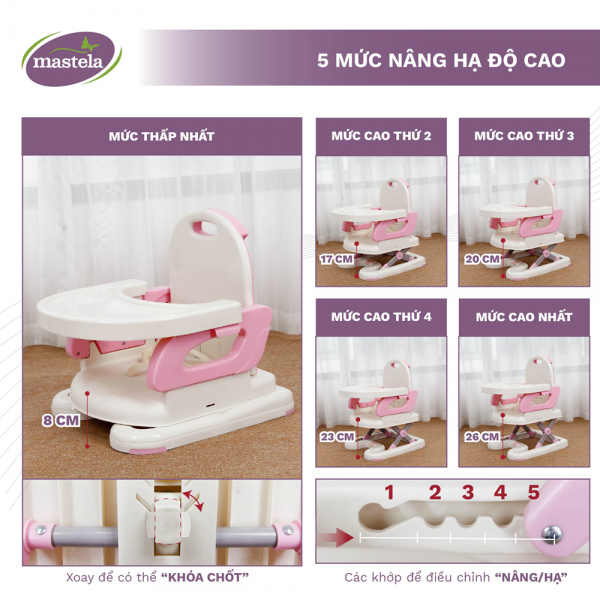 Ghế ăn dặm điều chỉnh độ cao Mastela 7110 (Màu xám)