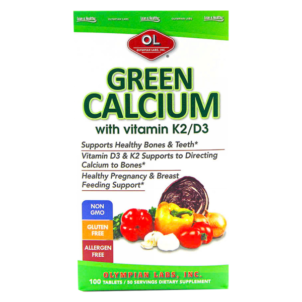 Viên uống Canxi hữu cơ cho bà bầu và cho con bú Olympian Labs Green Calcium (Lọ 100 viên)