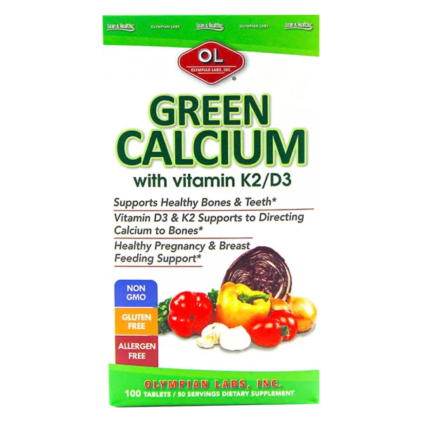 Viên uống Canxi hữu cơ cho bà bầu và cho con bú Olympian Labs Green Calcium (Lọ 100 viên)