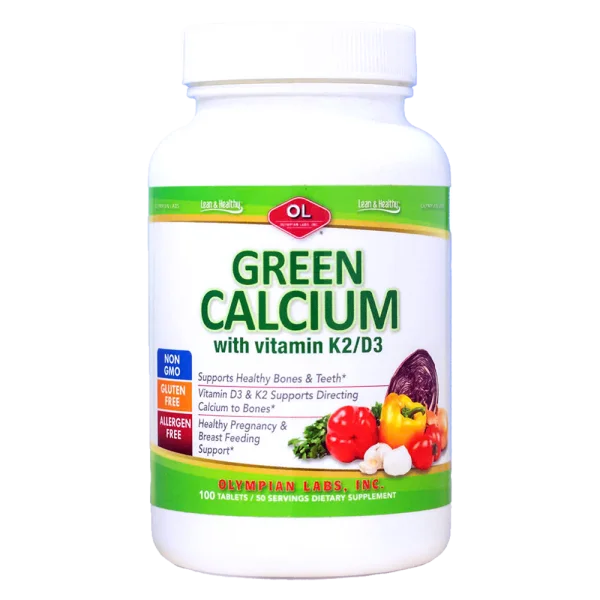 Viên uống Canxi hữu cơ cho bà bầu và cho con bú Olympian Labs Green Calcium (Lọ 100 viên)
