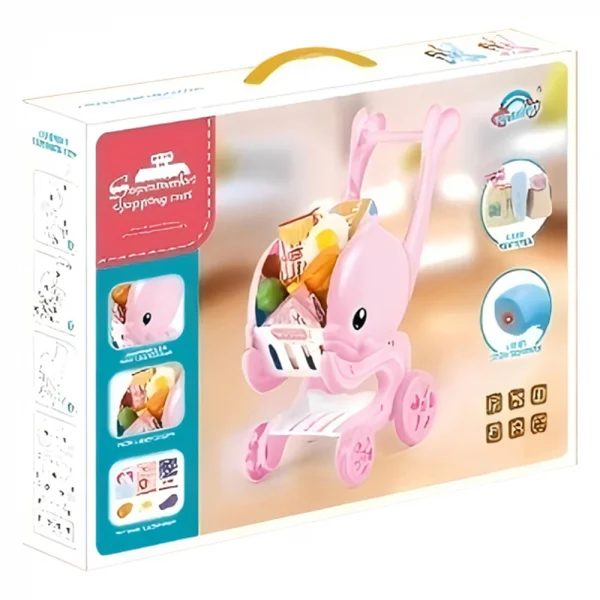 Xe đẩy siêu thị cá heo đáng yêu kèm phụ kiện thực phẩm YN580364 C502