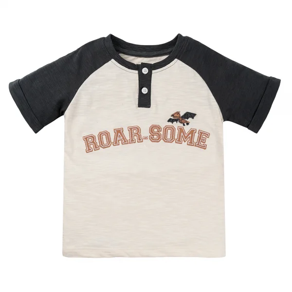 Áo bé trai có trụ BST Khủng long Animo HN1024040 (9M-6Y,Kem xanh)