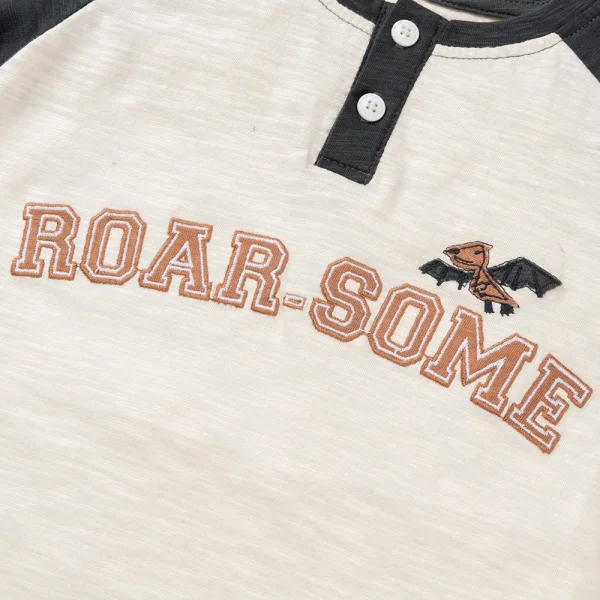 Áo bé trai có trụ BST Khủng long Animo HN1024040 (9M-6Y,Kem xanh)