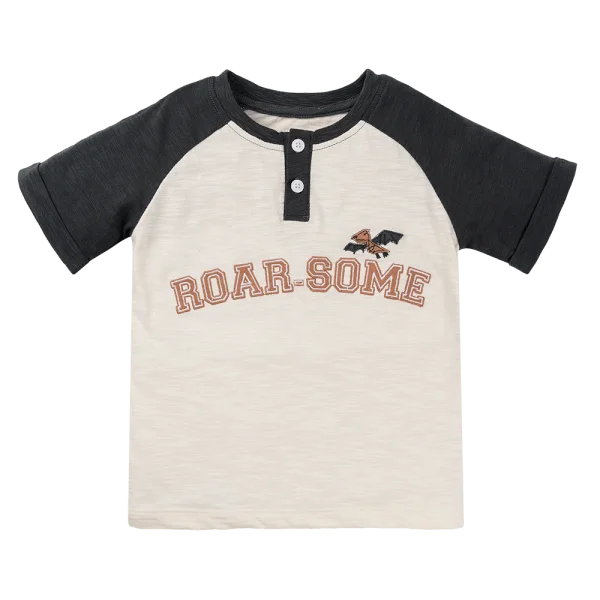 Áo bé trai có trụ BST Khủng long Animo HN1024040 (9M-6Y,Kem xanh)