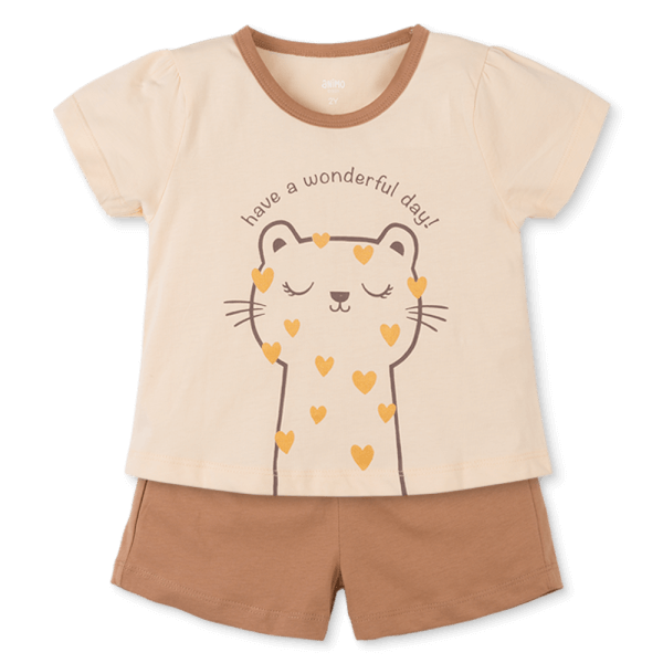 Bộ bé gái ngắn Animo Easy TX0325020 (1-4Y,Kem-nâu,TT02)