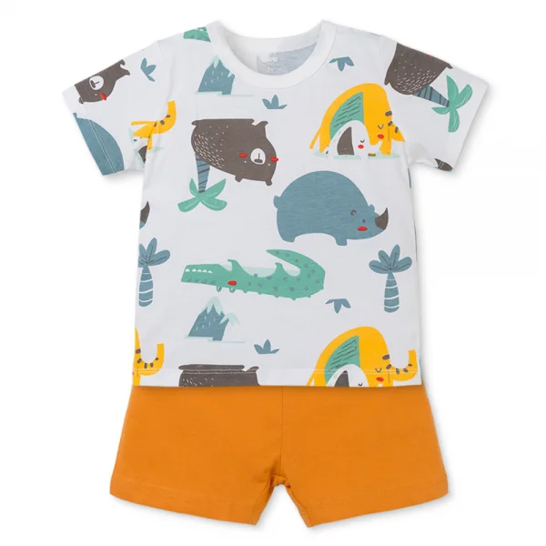 Bộ bé trai ngắn Animo Easy HN0325061 (1-4Y,Trắng-vàng,TT04)