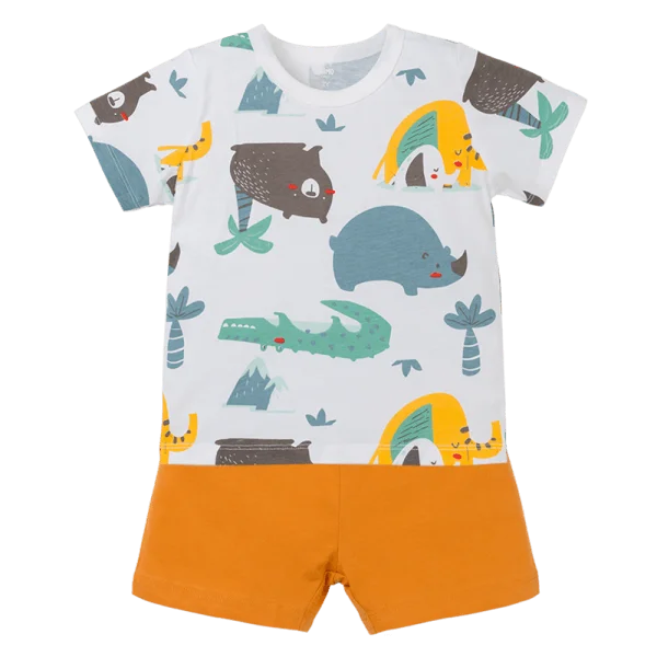 Bộ bé trai ngắn Animo Easy HN0325061 (1-4Y,Trắng-vàng,TT04)