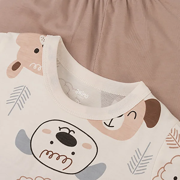 Bộ bé trai ngắn Animo Easy HN0425019 (1-4Y,Kem-nâu,TT04)