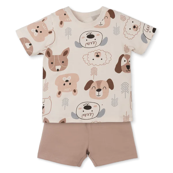 Bộ bé trai ngắn Animo Easy HN0425019 (1-4Y,Kem-nâu,TT04)