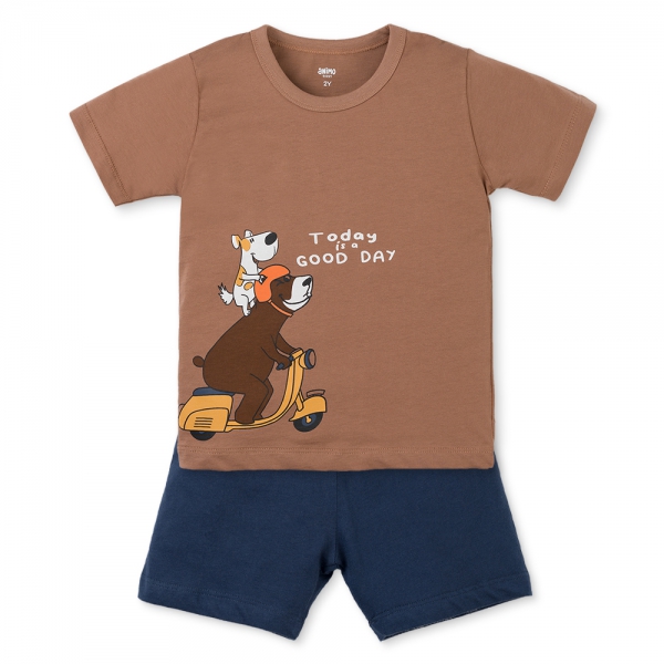 Bộ bé trai ngắn Animo Easy HN0425015 (1-4Y,Nâu-dương,TT02)
