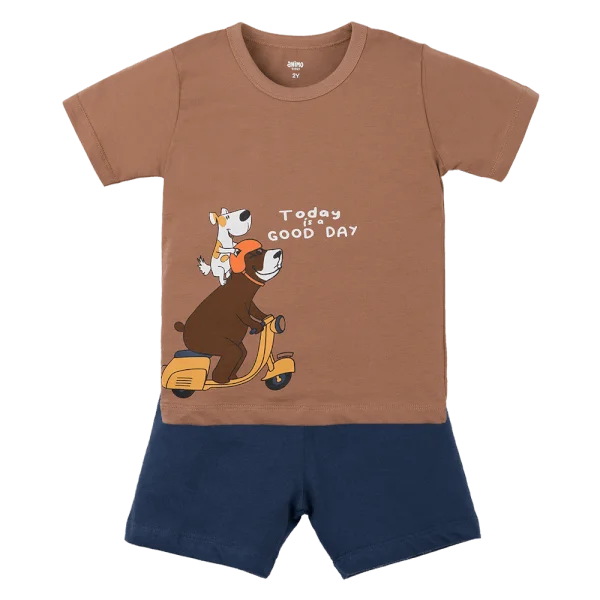 Bộ bé trai ngắn Animo Easy HN0425015 (1-4Y,Nâu-dương,TT02)